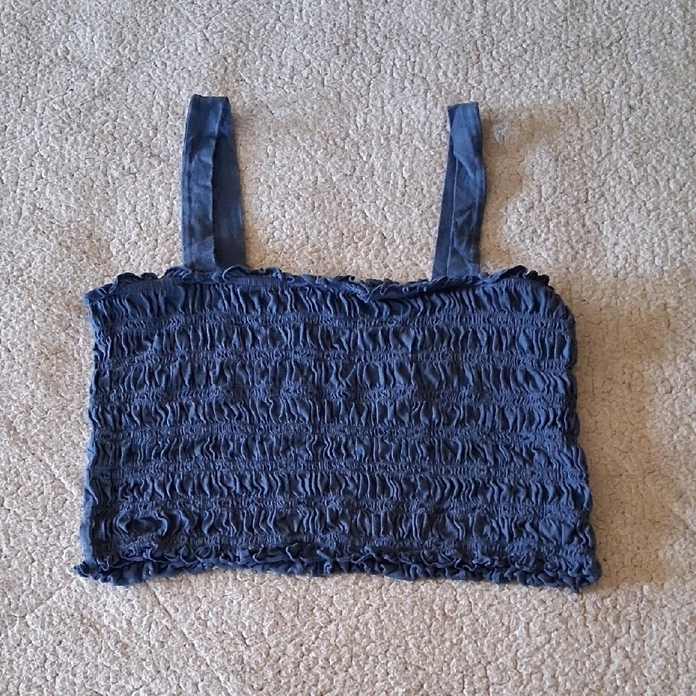 American Eagle Outfitters Navy Smocked Tank Top